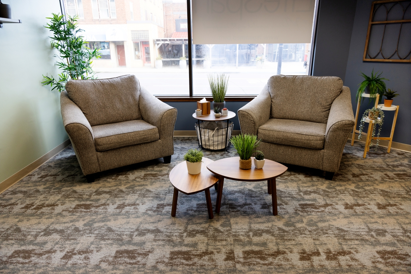 entryway couches and plants